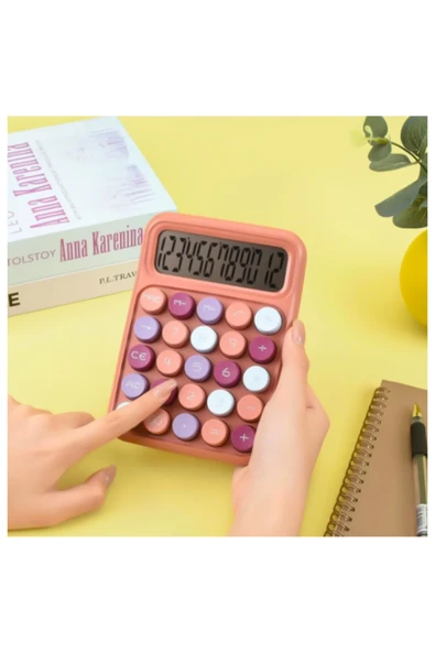 Temel Runzon Renkli Elektronik Hesap Makinesi Pembe RZ817 - Resim 3