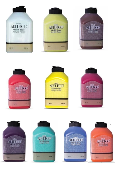 Artdeco lisans kırtasiye 500 ml 10 Lu Set Akrilik Karışık Renk Set 2 ürün görseli 1