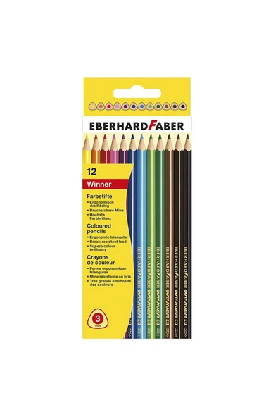 Eberhard Faber Winner Üçgen Kuru Boya Kalemi 12'li 511412 ürün görseli 1
