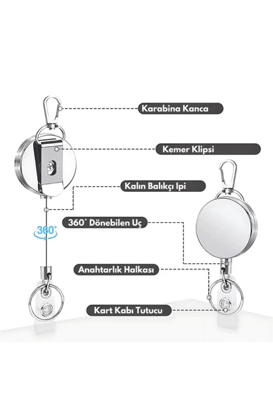 Kampüs Kırtasiyem Full Metal Premium Çelik Kasa Yoyo Yaka Kartlık - Resim 8