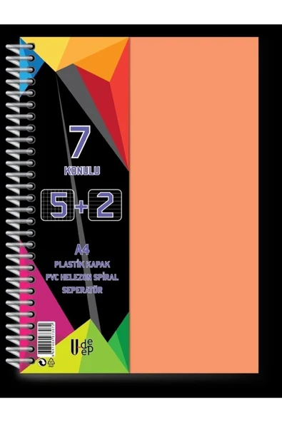 UMUT DEFTER U-deep A4 Büyük Boy 175 Yaprak Ayraçlı Spiralli Plastik Kapaklı 5 Kareli + 2 Çizgili Defter ürün görseli 1