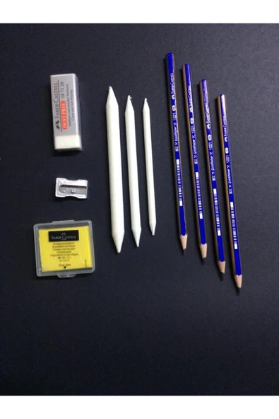 Faber Castell Dereceli Kalem Karakalem 2b 4b 6b 8b Eskiz Kalemi , Hamur Silgi , Kalemtraş, Dağıtma Resim Kalemi ürün görseli 1