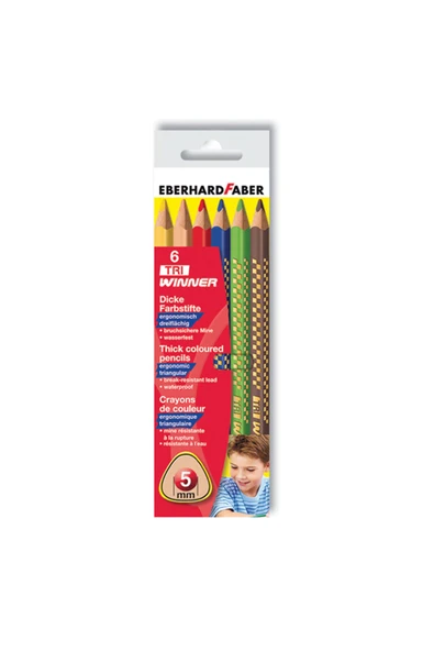 Eberhard Faber Tri Winner Üçgen Gövde Jumbo Boya Kalemi 6 Renk ürün görseli 1