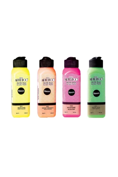 Artdeco lisans kırtasiye Neon Akrilik Boya 140ml. 4'lü Set ürün görseli 1
