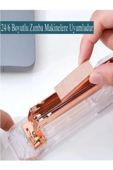 Delta Zımba Teli 24/6 Bakır 1000 lik 10 Paket Büyük Zımba Teli Sarı 30 Yaprak Zımbalama Kapasiteli - Resim 2