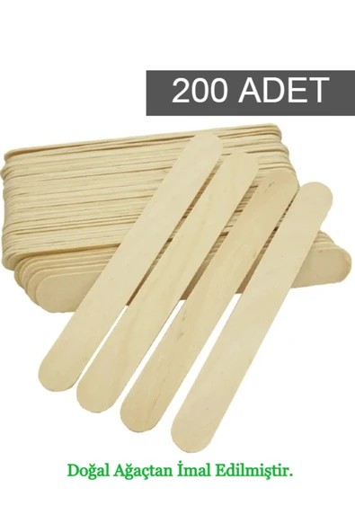 Kampus Kırtasiyem 200 Adet Ahşap Büyük Geniş Dil Çubuğu Abeslang Dondurma Dil Basma Ağda Çubuğu ürün görseli 1