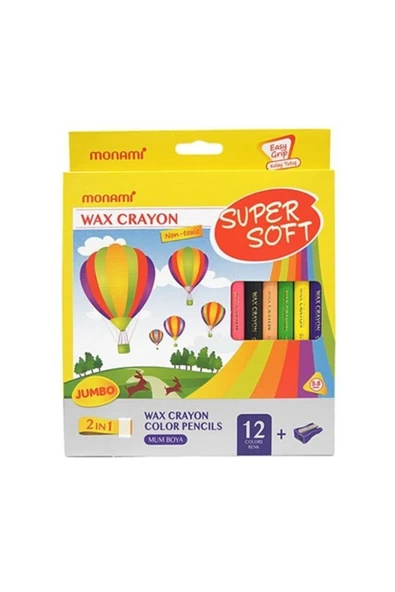 Monami 12 Li Super Soft Kuru Boya  Mum Boya Jumbo Boy ürün görseli 1