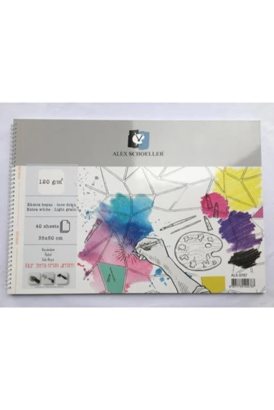 Alex Schoeller Suluboya-karakalem-pastel Resim Defteri Spiralli 35x50 Cm 120 Gr.40 Lı Alx 0787 / ürün görseli 1
