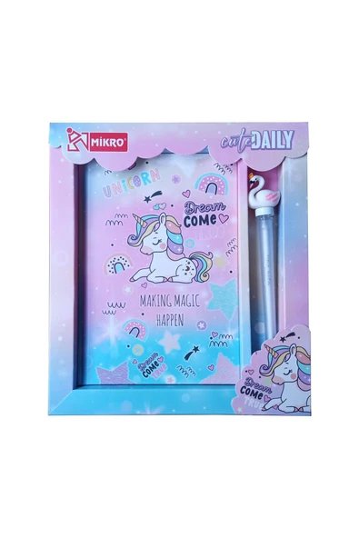 Gülpaş Kırtasiye Hatıra Defteri Kilitli Kız Modeli Günlük Defteri Unicorn Hediye Kutulu 80 Yaprak Çizgili 1 Adet Drea ürün görseli 1