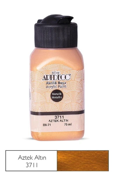 Artdeco lisans kırtasiye Metalik Akrilik Boya 75ml Aztek Altın 3711 ürün görseli 1