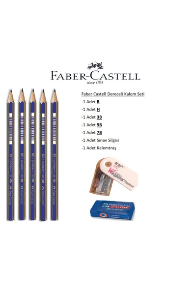 Faber Castell Resim Kalemi Faber Dereceli Kalem Seti Karakalem Seti B H 3b 5b 7b 5'li Set ürün görseli 1