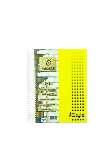 UMUT DEFTER New Style Spiralli Pp Kapak Defter A4 240 Yaprak 5 + 3 Ayraçlı ürün görseli 1