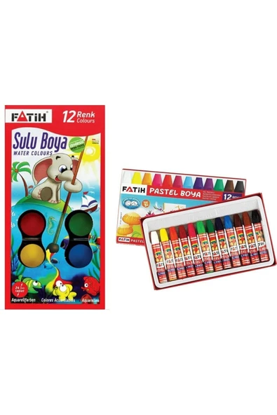 Fatih Kırtasiye Pastel Boya 12 Li - Sulu Boya 12 Li Set ürün görseli 1