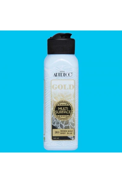 Artdeco lisans kırtasiye Gold : Multi-surface Akrilik Boya : 140 Ml : Bebek Mavi 268 - Resim 2