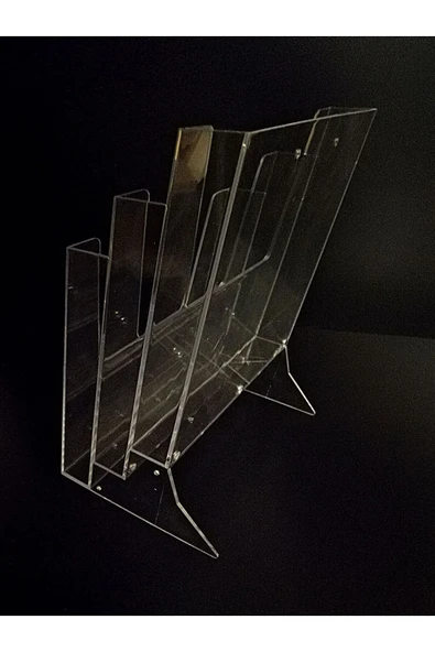 Kampus Kırtasiyem 3lü Masaüstü Broşürlük A4 Boyutunda, Broşür Kutusu 3 Katlı 3lü Mika Şeffaff 3 Gözlü - Resim 4