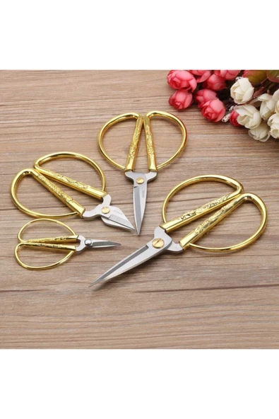 Kampus Kırtasiyem Gold Kalp Desenli Geniş Saplı Makas Ithal Küçük Lüks Makas Modelleri Söz Nişan Kurdele Makası – Mak - Resim 5
