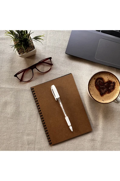 Kampus Kırtasiyem Siyah Yapraklı Defter Spiralli 14x20 90gr. 40 Sayfa Ve Beyaz Kaliteli Jel Kalem Hediyeli-t489 - Resim 8