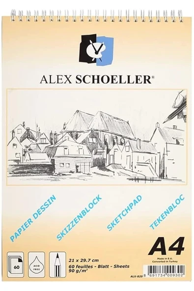 Alex Schoeller Sketch Book A4 Spiralli 90gr 60 yp Çizim Defteri ALX.820 ürün görseli 1