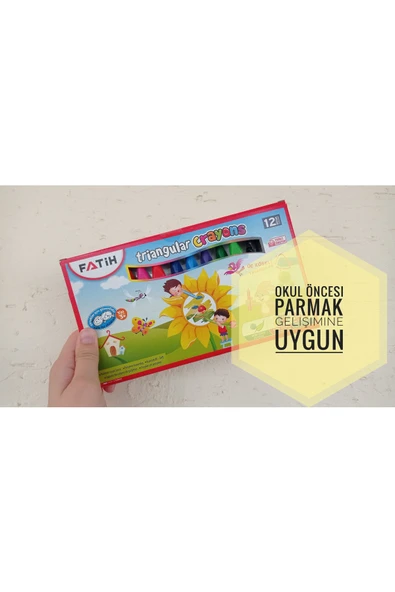 Fatih Kırtasiye Üçgen Mum Boya 12'li Jumbo Triangular Polimer Crayons - Resim 3