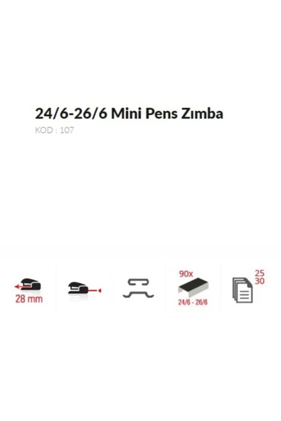 Delta 107 Pens Tipi Mini Zımba Makinesi - 24/6 Zımba Teli Hediyeli - Resim 2