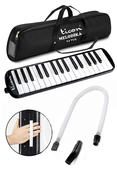 Gülpaş Kırtasiye Melodika 32 Tuşlu Mavi Bez Çantalı 1 Adet Müzik Defteri A4 Plastik Kapak 40 Yaprak Spralli 1 Adet Ho - Resim 4