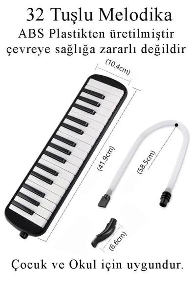 Gülpaş Kırtasiye Melodika 32 Tuşlu Siyah Bez Çantalı 1 Adet Müzik Defteri A4 Plastik Kapak 40 Yaprak Spralli 1 Adet H - Resim 5