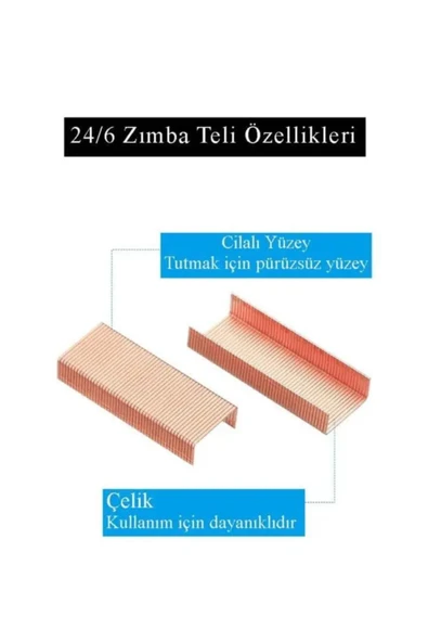Delta Zımba Teli 24/6 Bakır 1000 lik 10 Paket Büyük Zımba Teli Sarı 30 Yaprak Zımbalama Kapasiteli - Resim 4