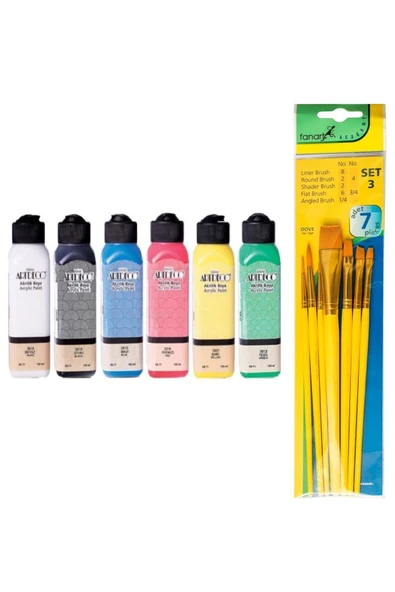 Artdeco lisans kırtasiye Akrilik Boya Ana Renkler & Fanart Fırça Seti ürün görseli 1