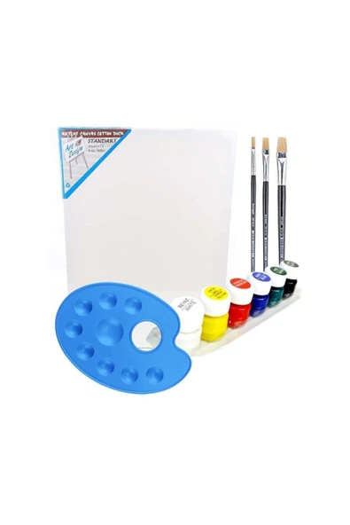 Elif İş Eğitim 50x70 cm Resim Tuvali Boyama Girişi Seti - Akrilik Boya Fırça Palet Tuval Set ürün görseli 1