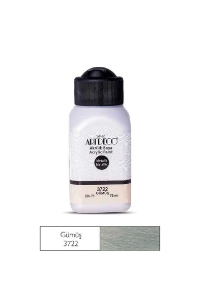 Artdeco lisans kırtasiye Akrilik Boya Metalik 75 ml Gümüş ürün görseli 1