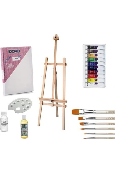 Kampus Kırtasiyem Yağlı Boya Başlangıç Seti Ahşap Şövale 175 Cm Boyanabilir Verniklenebilir ürün görseli