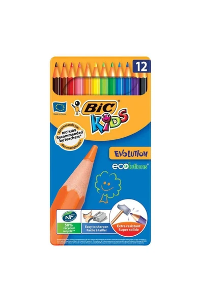 Bic Kırtasiye Kuru Boya Metal Kutu 12 Renk ürün görseli 1