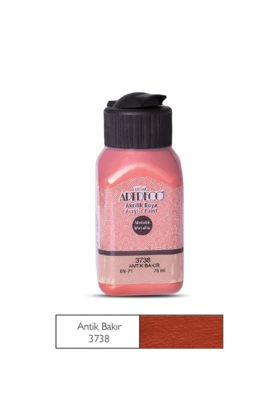 Artdeco lisans kırtasiye 3738 METALİK AKRİLİK BOYA 75 ML. ANTİK BAKIR ürün görseli 1