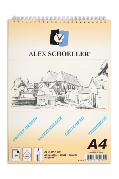 Alex Schoeller Alex Eskiz Defteri Blok A4 90 Gr Spiralli Dik 60 Yp Alx-820 ürün görseli 1