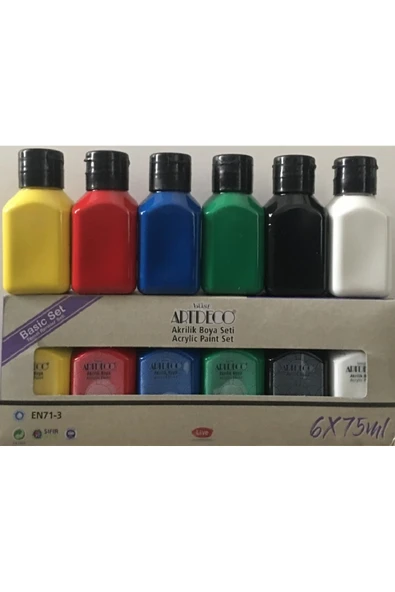 Artdeco lisans kırtasiye Akrilik Boya Seti 6X75 ml. Y-070I-AS1 Temel Renkler Seti ürün görseli 1