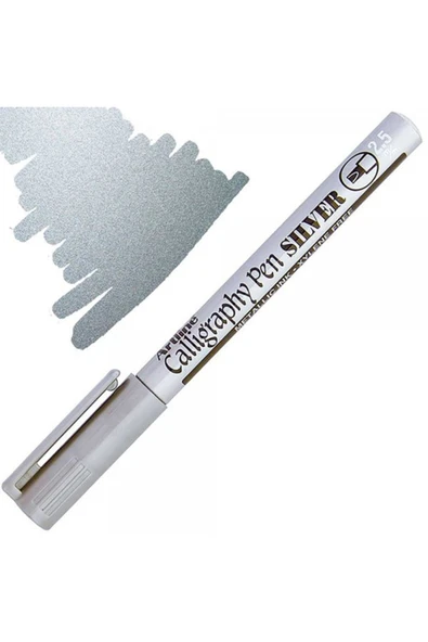 Artdeco lisans kırtasiye 993xf Metalik Kaligrafi Markör Kalemi : 2,5 Mm : Gümüş ürün görseli 1