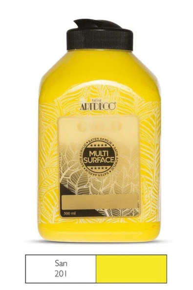 Artdeco lisans kırtasiye Gold Multi Surface Akrilik Boya 500ml 201 Sarı ürün görseli 1