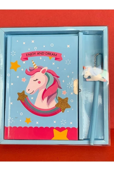 Mikro Şahin Kırtasiye Kilitli Unicorn Hatıra Defteri Kalemli ürün görseli 1