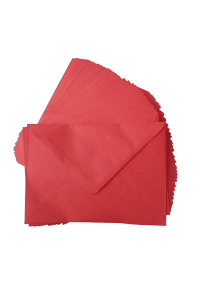 Kampüs Kırtasiyem Kırmızı Renkli Mektup Davetiye Zarfı 13x18 Ebat 50' Li ürün görseli 1