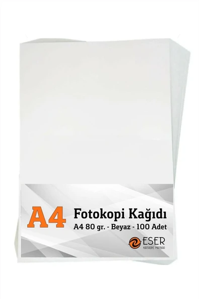 Kampüs Kırtasiyem Eser A4 80 Gr 100 Adet Beyaz Fotokopi Kağıdı / Kaliteli Baskı Kağıdı ürün görseli 1