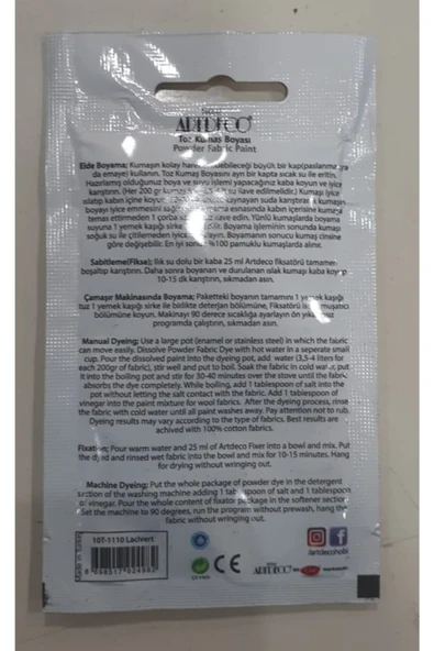 Artdeco lisans kırtasiye Artdeko Toz Kumaş Boyası 13 Gr Lacivert - Resim 2