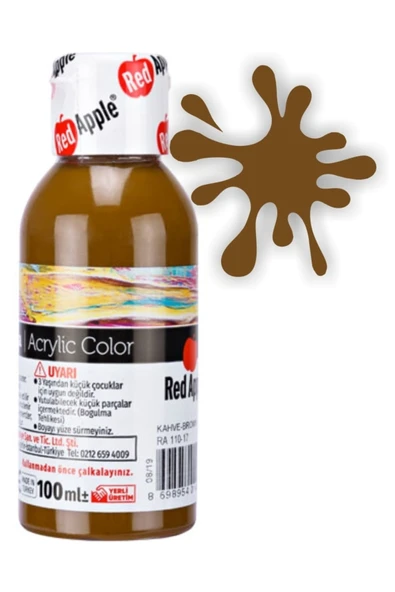 Red Apple Akrilik Boya Kahverengi (BROWN) 100 Ml. Doğadan Ilham Alan Renkler. ürün görseli 1