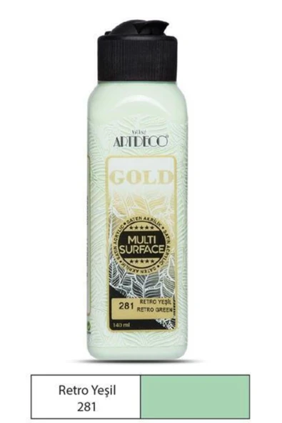 Artdeco lisans kırtasiye Gold Multi Surface Akrilik Boya 140 ml. 281 RETRO YEŞİL ürün görseli 1
