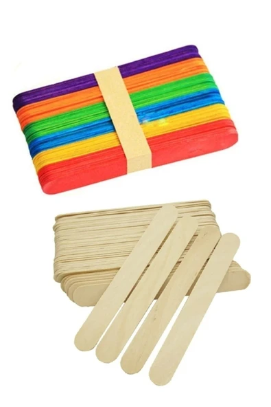 Kampus Kırtasiyem Dil Çubuğu, 50 Adet Renkli 50 Adet Renksiz, Toplam 100 Adet, Abeslang ürün görseli 1