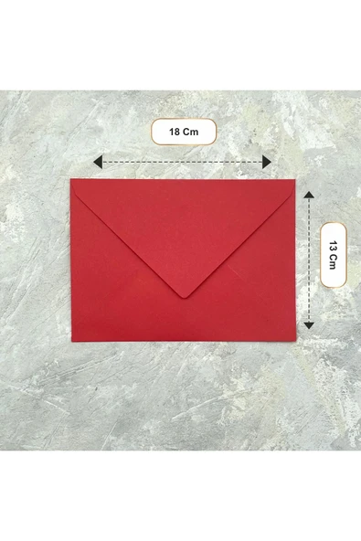 Kampüs Kırtasiyem 10 Adet Kırmızı Renkli Zarf (13X18CM) Kartpostal Mektup Davetiye Zarfı - Resim 3