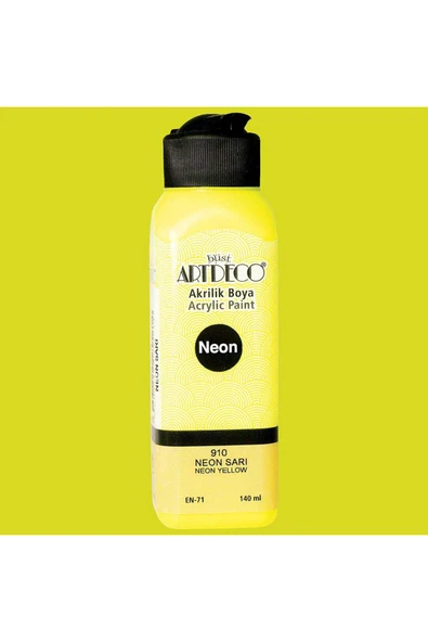 Artdeco lisans kırtasiye Akrilik Boya 140ml Neon Sarı 910 ürün görseli 1