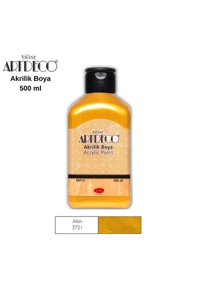 Kampus Kırtasiyem Artdeco Akrilik Boya 500ml 3721 Metalik Altın ürün görseli 1