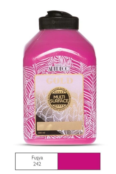 Artdeco lisans kırtasiye Gold Multi Surface Akrilik Boya 500ml 242 Fuşya ürün görseli 1