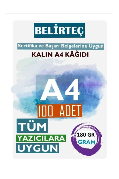 Kampüs Kırtasiyem Kalın Beyaz A4 Kağıdı 180 Gram 100 Adet Sertifika, Belge Ve Diğer Amaçlar Için ürün görseli 1