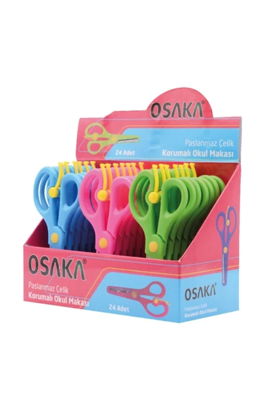 Osaka Öğrenci Makası Pembe 2 Adet. Korumalı Paslanmaz Çelik - Resim 4